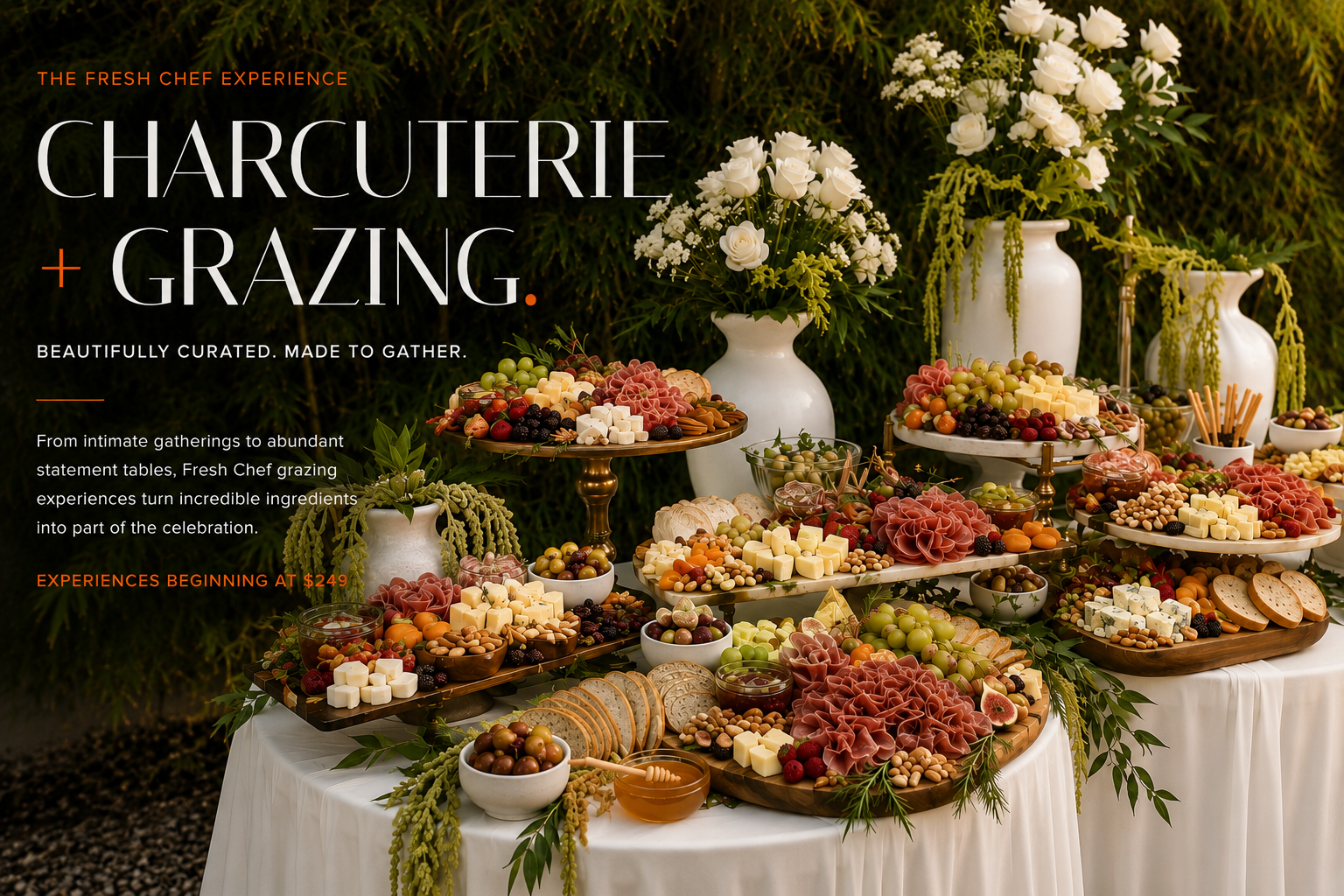 Charcuterie + Grazing — The Fresh Chef Experience. Beautifully curated grazing tables, experiences beginning at $249